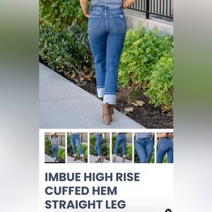 New Vervet High Rise Cuffed Hem Straight Leg Jeans - Blue